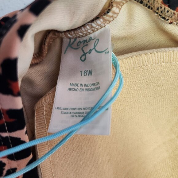 Kona Sol Womens 16W Leopard Print One-Piece Swimsuit 2215 - Picture 6 of 8